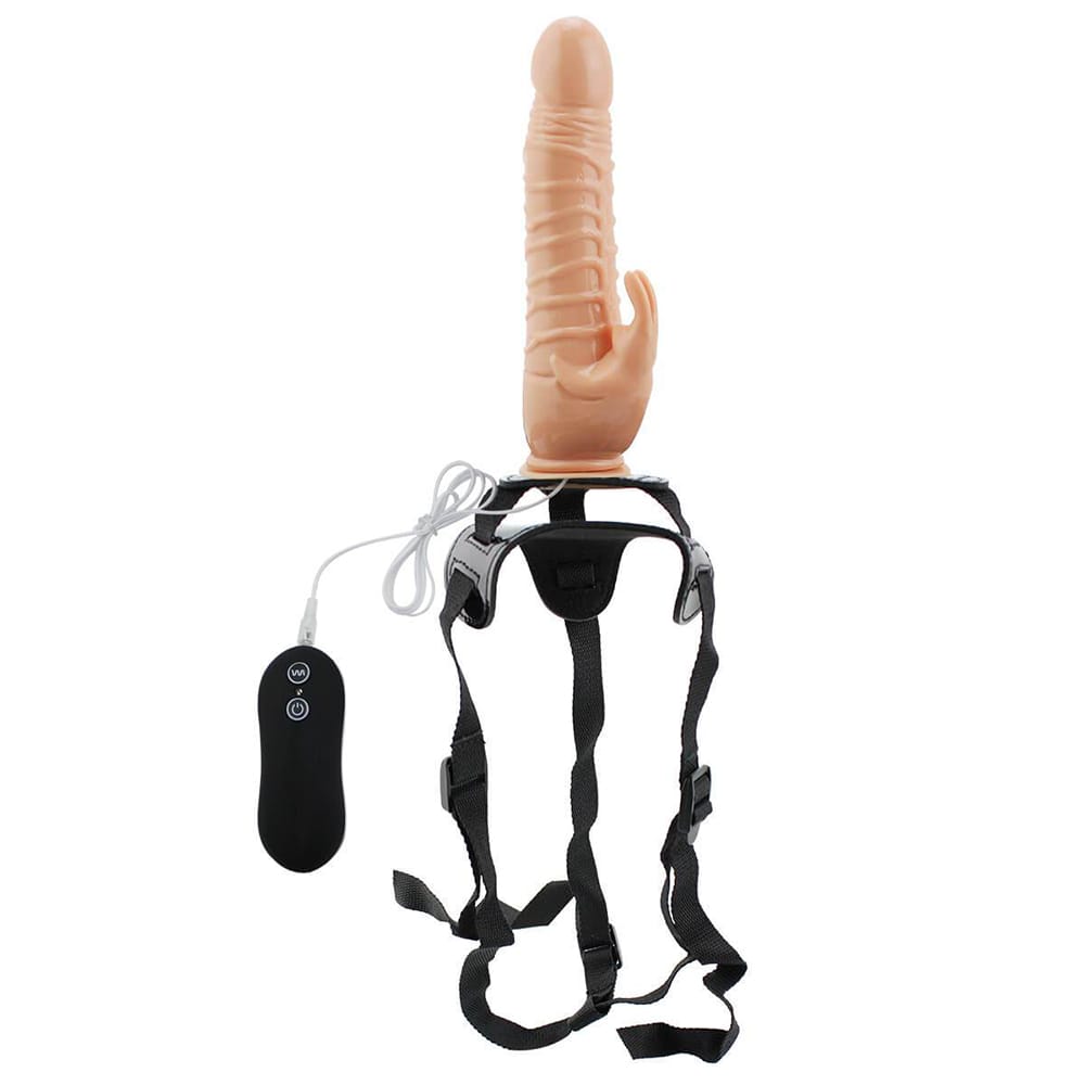 Arnés Consolador Realista con Vibrador Conejo en santo melocoton sex shop en ecuador