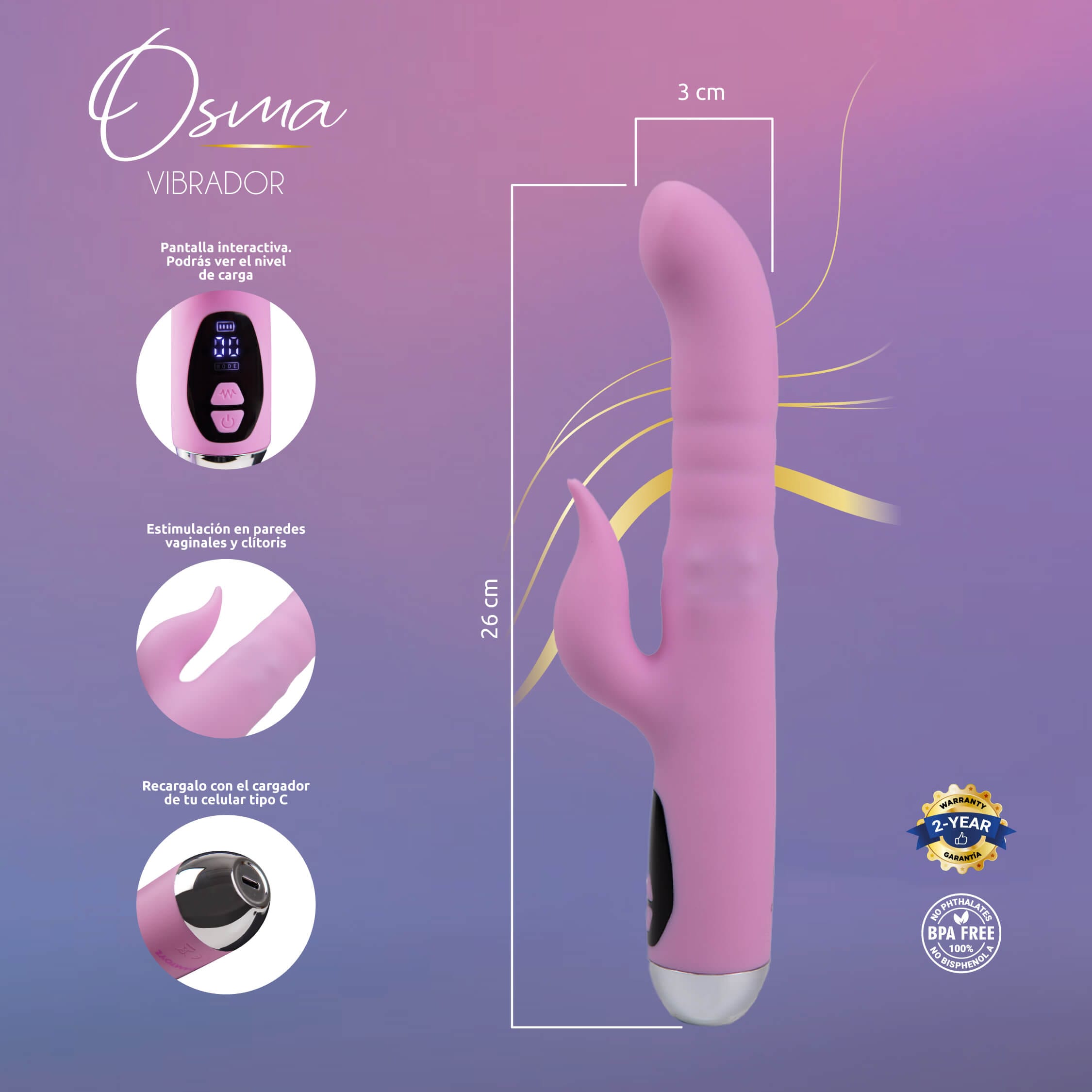 Vibrador Con Empuje y Perlas 360 Osma - Imagen 6